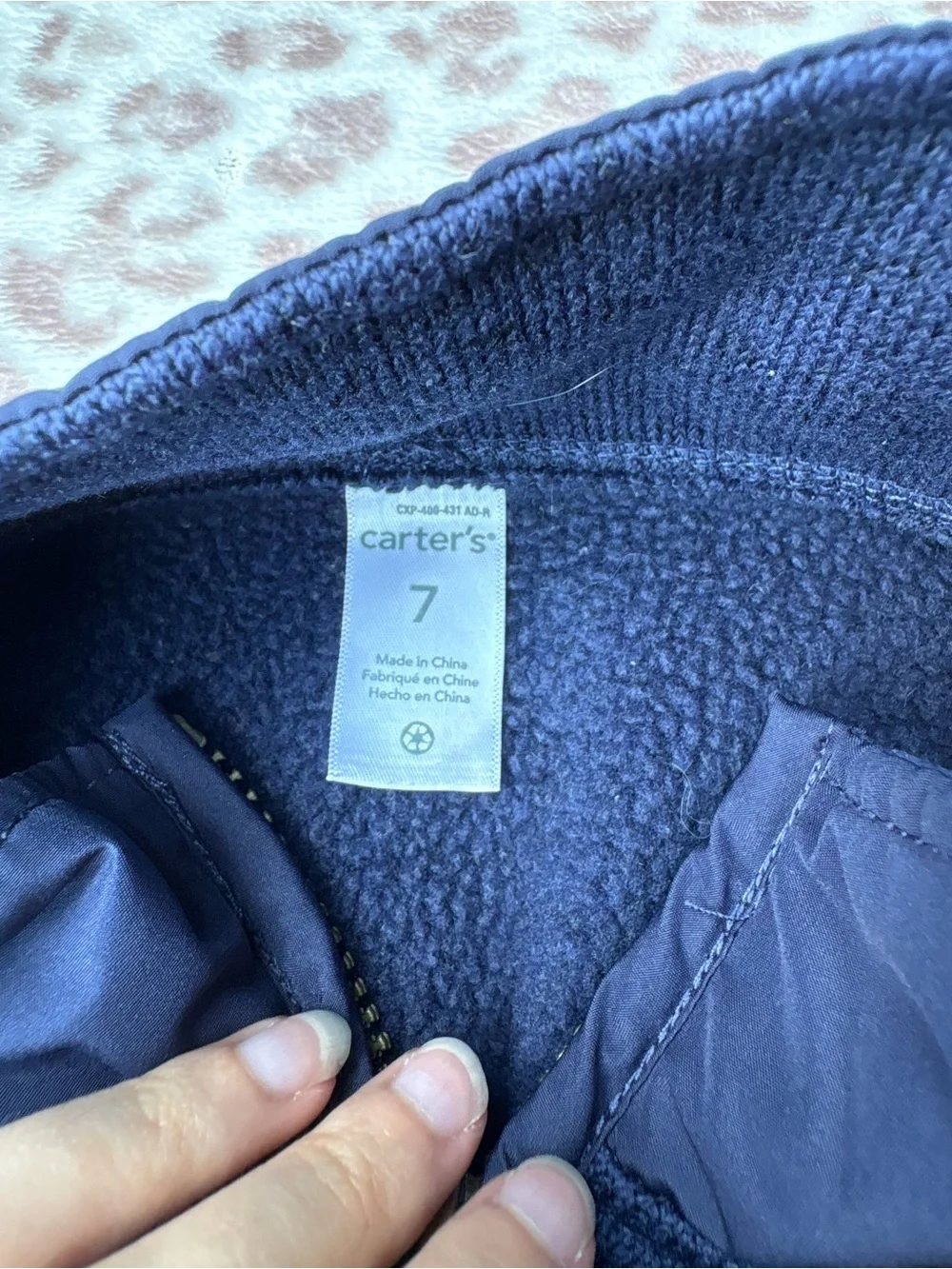 Carters Size 7 Navy Blue Zip Up Vest